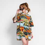 Cars Bumper Sticker T-Shirt Dress