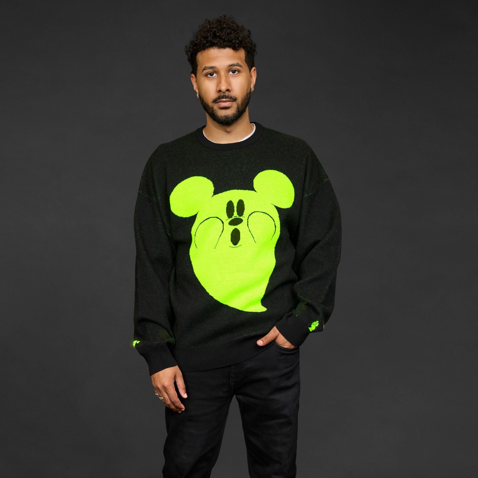Disney Mickey Mouse Glow Ghost Knit Sweater