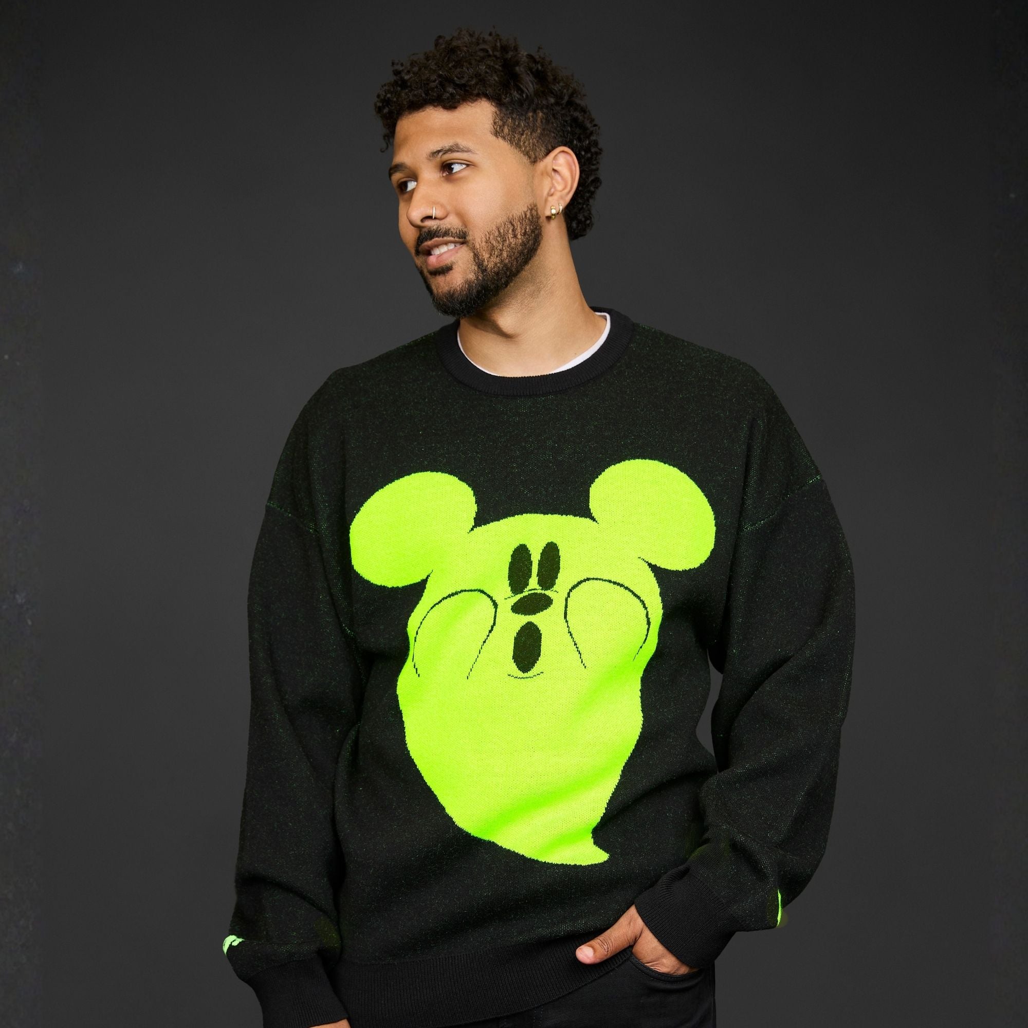 Disney Mickey Mouse Glow Ghost Knit Sweater